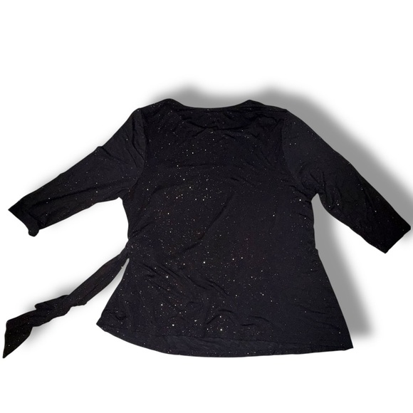 LANE BRYANT 3/4 Sleeve Foil Dot Side-Tie Blouse - Plus 14/16 Black - Picture 4 of 10
